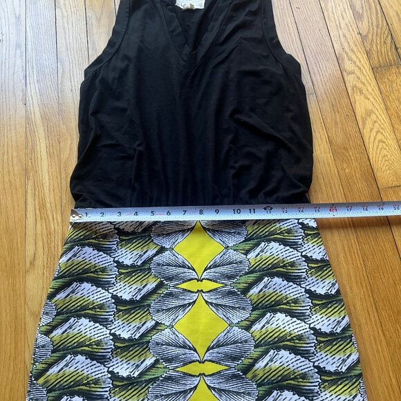 ARTELIER Nicole Miller Size 8 Black Yellow White Geometric Blouson Pencil Dress - Picture 7 of 13